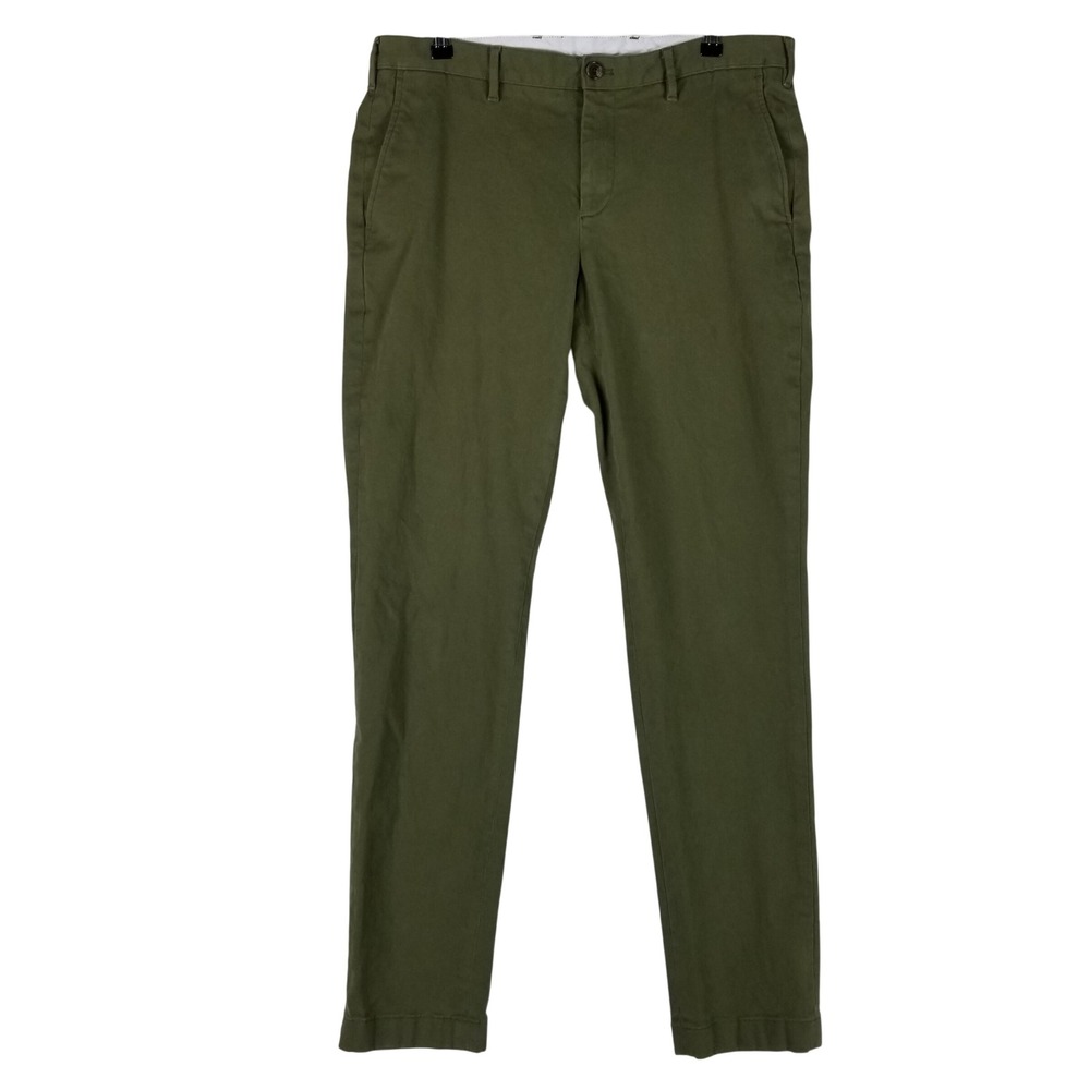 Brooks Brothers Chinos Mens 36x34 Olive Green Soho Fit Slim Tapered Cotton Blend